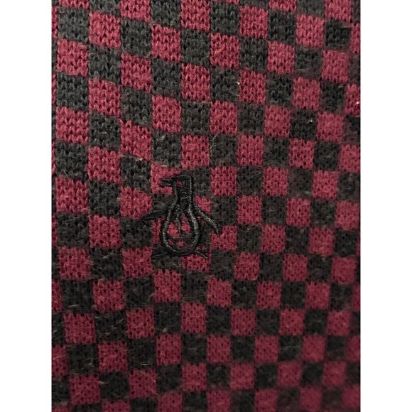 Original Penguin Checkered Sweater Long Sleeve Crew Neck Mens Size L Cotton Blen - Picture 2 of 9